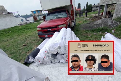 Capturan a 3 ladrones de transporte de carga en Temoaya con las manos en la masa